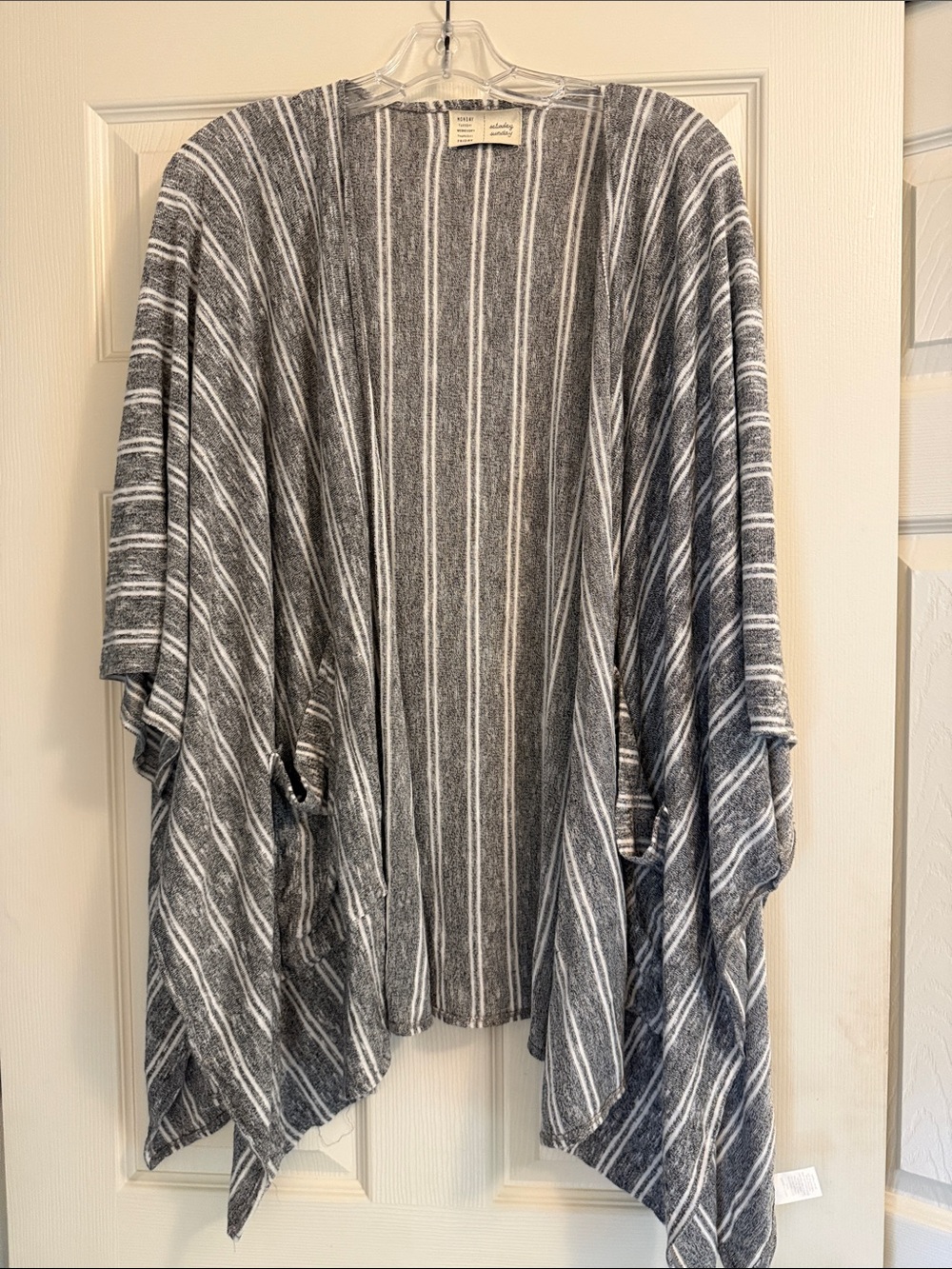 Striped Open-Front Poncho Shrug in Gray by Universal Thread